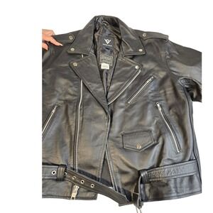 Viking Cycle Mens Black Genuine Leather Motorcycle Biker Jacket VC7100-XL XL